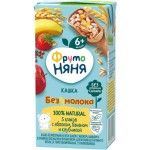 Кашка безмолочная жидкая, Фрутоняня 200 мл 5 злаков с яблоком бананом и клубникой 6+ мес тетрапак